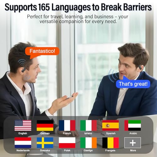 AI Translator Headphones, 3-in-1 Real Time Voice Translator Headphones with ENC and App, 42 Hours Translation Headphones with 165 Languages & 8 Modes, Open Ear Translator Earphones for Business