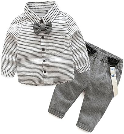 Baby Little Boys Summer Outfit Shirt Bowtie Vest Suspender Pants Shorts Gentleman Set Overalls Clothes 6mos.-6T