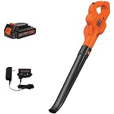 BLACK+DECKER Cordless Leaf Blower with Battery and Charger 20V MAX, Electric Leaf Blower 130 mph Air Speed, Lightweight Design (LSW221)