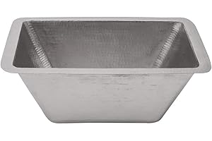 Premier Copper Products BRECEN2 17-Inch Rectangle Copper Bar Sink w/ 2-Inch Drain Opening, Nickel