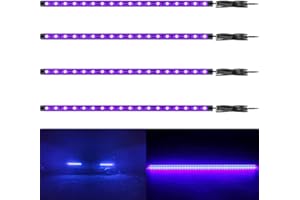Vbakor 12V Marine Boat Ultra Violet UV Black Light LED Lights Strip, Night Fishing Lights, 5050 LED IP67 Waterproof UV Led Strip for Fishing Pontoon Kayak Yacht Sailboat (4 Pcs 20'')