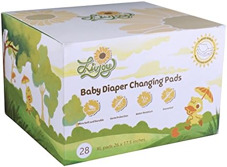 LivJoy Baby Diaper Disposable Changing Pads - Portable Infant Toddler 100% Waterproof Mats, 26 x 17.5'' Large Sanitary Covers for Changing Tables at Home Travel, 28 Pack Germ Free Premium Liners