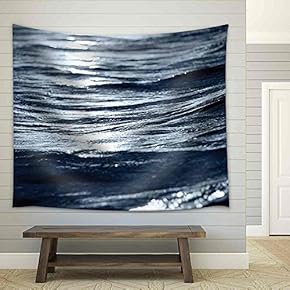 Sea Wave Close Up at Night, Low Angle View - Fabric Wall Tapestry Home Decor - 51x60 inches