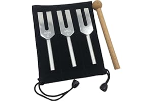 TKOWTB Angel Tuning Fork Set - 4096 Hz, 4160 Hz, 4225 Hz - Therapeutic Instrument Set with Wooden Strike and Storage Bag