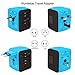 Universal Travel Adapter Type C 4 USB International Power Plug Converter Wall Charger for UK European EU AU US for 200 Countries (blue) (Does Not Convert Voltage)