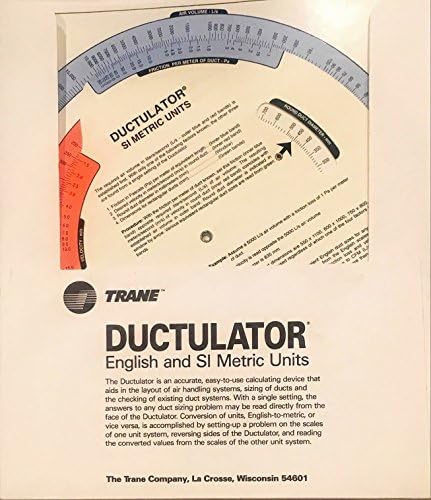Ductulator English and SI Metric Units (Trane Air Conditioning)
