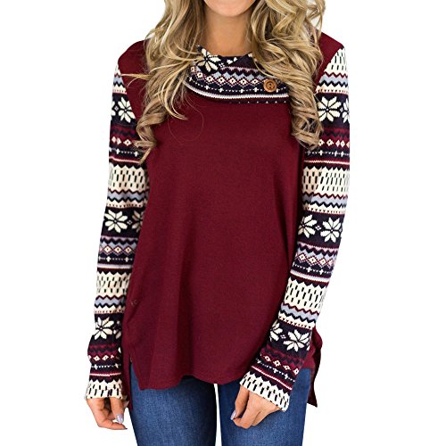 H&N HN Extender Women Blouse Long Sleeve Casual Shirts Dress (M, Red)