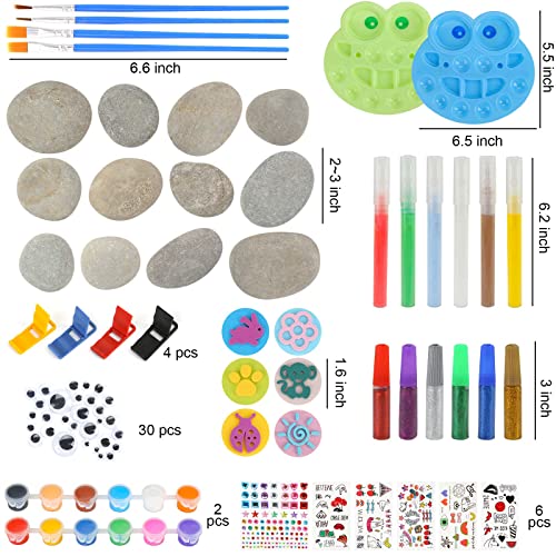 BigOtters Creativity Arts DIY Rock Supplies, 88PCS Rock Painting Kits 2-3 Inches Painting Rock Crafts Mandala Painting Educational Favors for Children Painting Gifts Family Activity Birthday Present