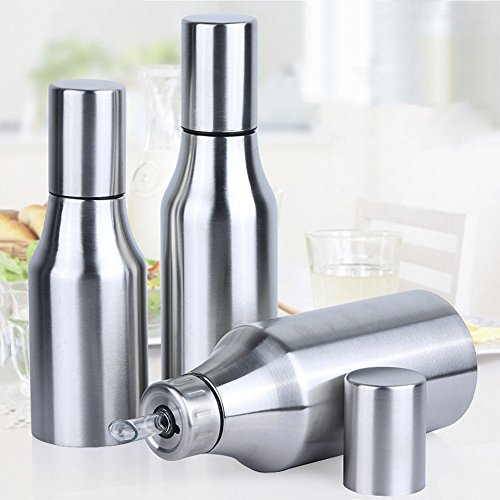 AMZLUCKY - 1Pc Stainless Steel Dust-proof Edible Oil Pot Sauce Vinegar Leak-proof Oil Bottle Kitchen Accessories 500ml 750ml 1000ml