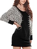 Allegra K Women Fall Winter Leopard Batwing Mini Bodycon Dresses
