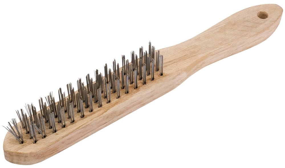 Draper Redline 4 Row Wire Scratch Brush | 290mm Rust Removal Tool | Wooden Handle | Paint Removal | Cleaning Hand Tools | 68723