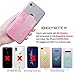 CASZONE Credit Card Holder Phone Wallet,Flip Wallet Stick on Back of Phone with Elastic Hand Strap,Cell Phone Card Holder Glitter Girl fit iPhone Android Case -Pink