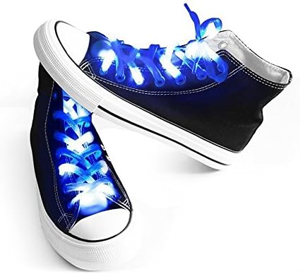 Mrupoo LED Light Shoelaces 3 Flashing Modes Battery Powered Nylon Shoestring Lighting the Night for Christmas Party Hip-Pop Dancing Cycling Running Walking Cosplay Decorations (Blue)