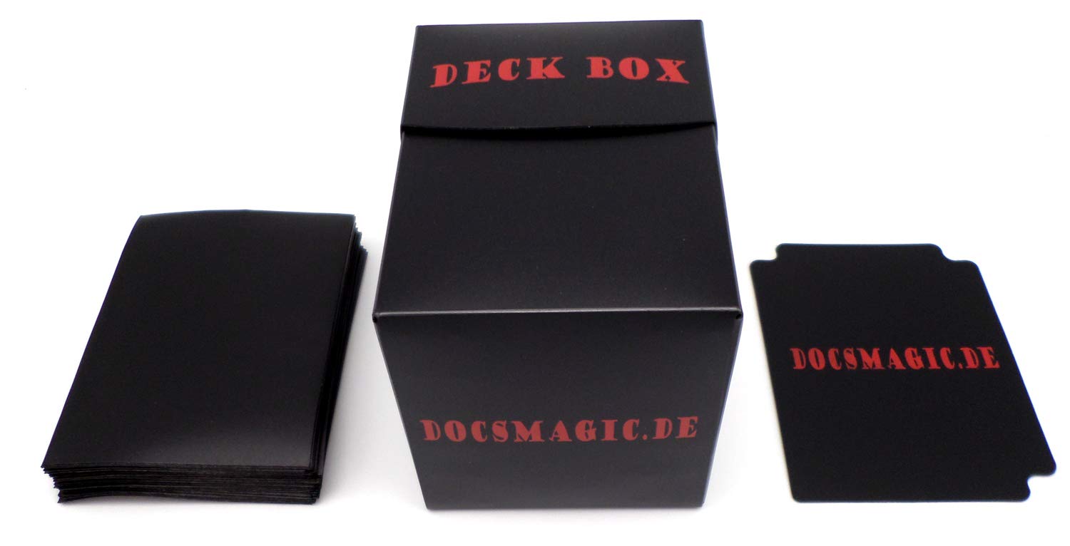 docsmagic.de Deck Box Big + 100 Double Mat Black Sleeves Standard - PKM - MTG