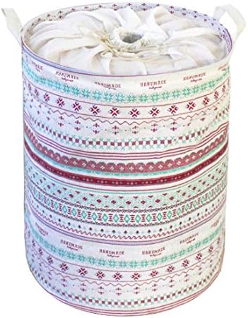 Foldable Waterproof Storage Basket 18.9" Laundry Bag with Adjustable Drawstring and Handles