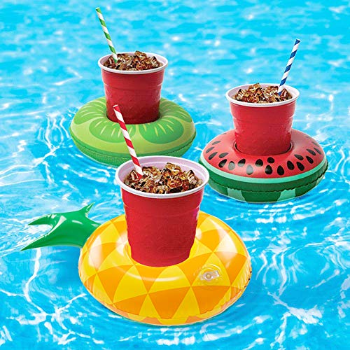 FUTUREPLUSX Inflatable Drink Holder, 8PCS Fruit Inflatable Cup Holders Drink Pool Floats Inflatable Floating Coasters for Pool Party Water Fun Kids Bath Toys Shower