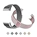 Tecson Magnetic Bands Compatible Fitbit Charge 2 (Pack of 2), Stainless Steel Metal Milanese Replacement Strap with Magnet Lock for Fitbit Charge 2, Rose Pink and Black