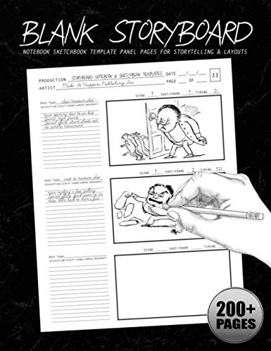 Blank Storyboard: Notebook Sketchbook Template Panel Pages for Storytelling & Layouts with 16:9 Stor by Make it Happen Publishing Inc.
