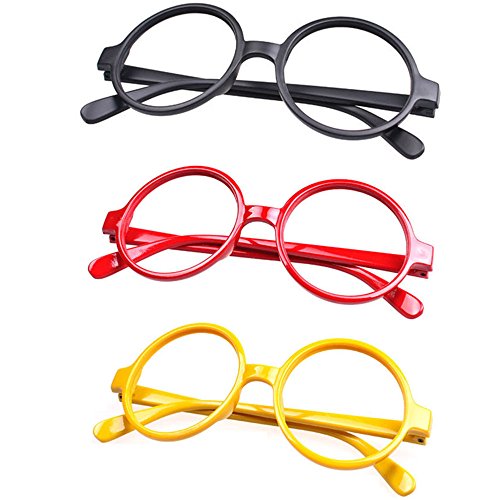 Set of 3 FancyG® Retro Geek Nerd Style Round Shape Glass Frame NO LENSES SET109