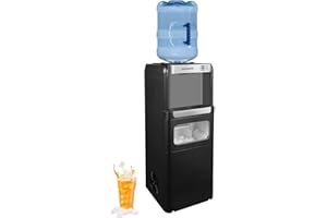 Frigidaire 3-in-1 Ice & Water Machine – Hot or Cold Top-Load Water Cooler Dispenser for 5 Gal Bottle – Built-in Bullet Ice Maker – Compact, Black