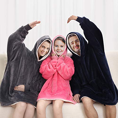 Touchat Wearable Blanket Hoodie, Oversized Sherpa Blanket Sweatshirt