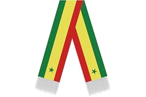 Senegal Flag Scarf, 5FT Long Senegalese Velvet Shawl,150×18cm Decor For Football Basketball Sport Parade Graduation