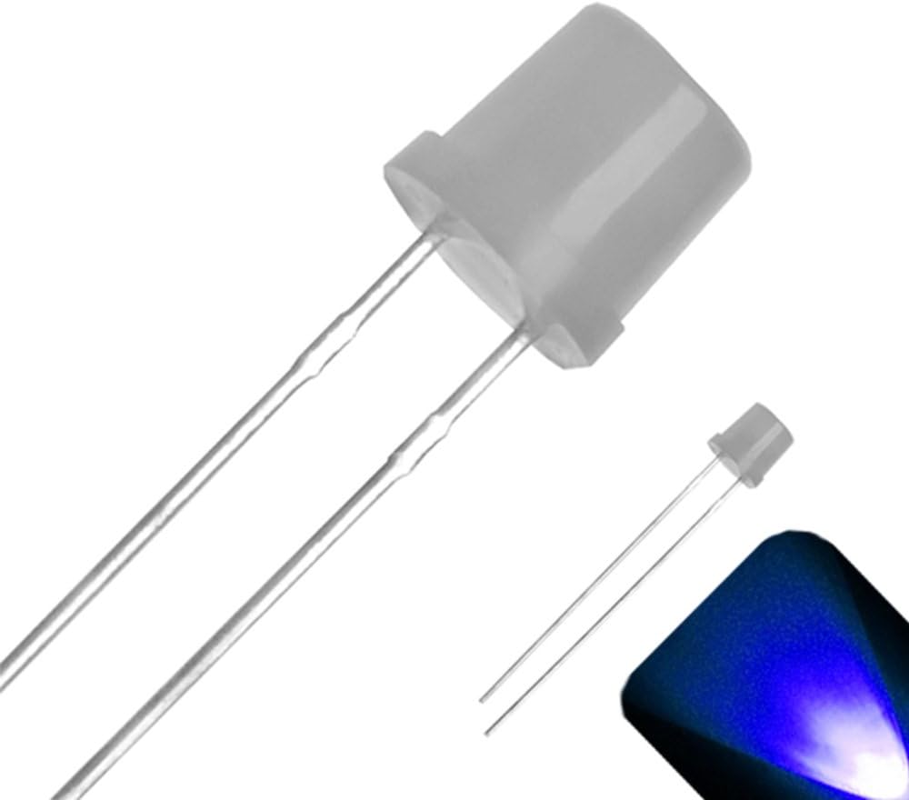 Lighthouse LEDs 5mm Flat Top with Frosted Diffused Lens LED - Blue LED - Ultra Bright (Pack of 100)