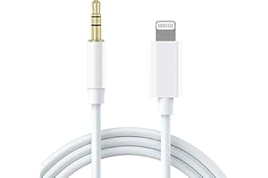 esbeecables Aux Cord for iPhone, Apple MFi Certified Lightning to 3.5mm Aux Cable for Car Compatible for iPhone 14 13 12 11 XS XR X 8 7 6 iPad iPod for Car Home Stereo Headphone Speaker, 3.3FT White