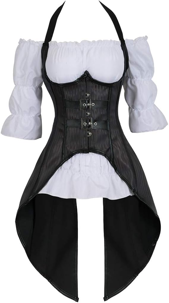 Grebrafan Conjunto de Corsé Pirata Chalecos Corset y Blanco ...