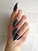 ECBASKET Press On Nails Black Glitter Witch Stiletto Fake Nails 24pcs for Halloween Costume Nail Decorations Acrylic Halloween Teeth Almond Nails Pointed Nail Tips