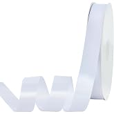 TONIFUL 7/8 Inch x 100yd White Satin Ribbon Christmas Gift Wrapping Ribbons | Solid Frabic Ribbon for Graduation Lei Making Crafts Bows Invitations Flower Bouquets Wrap Birthday Wedding Valentine Decor