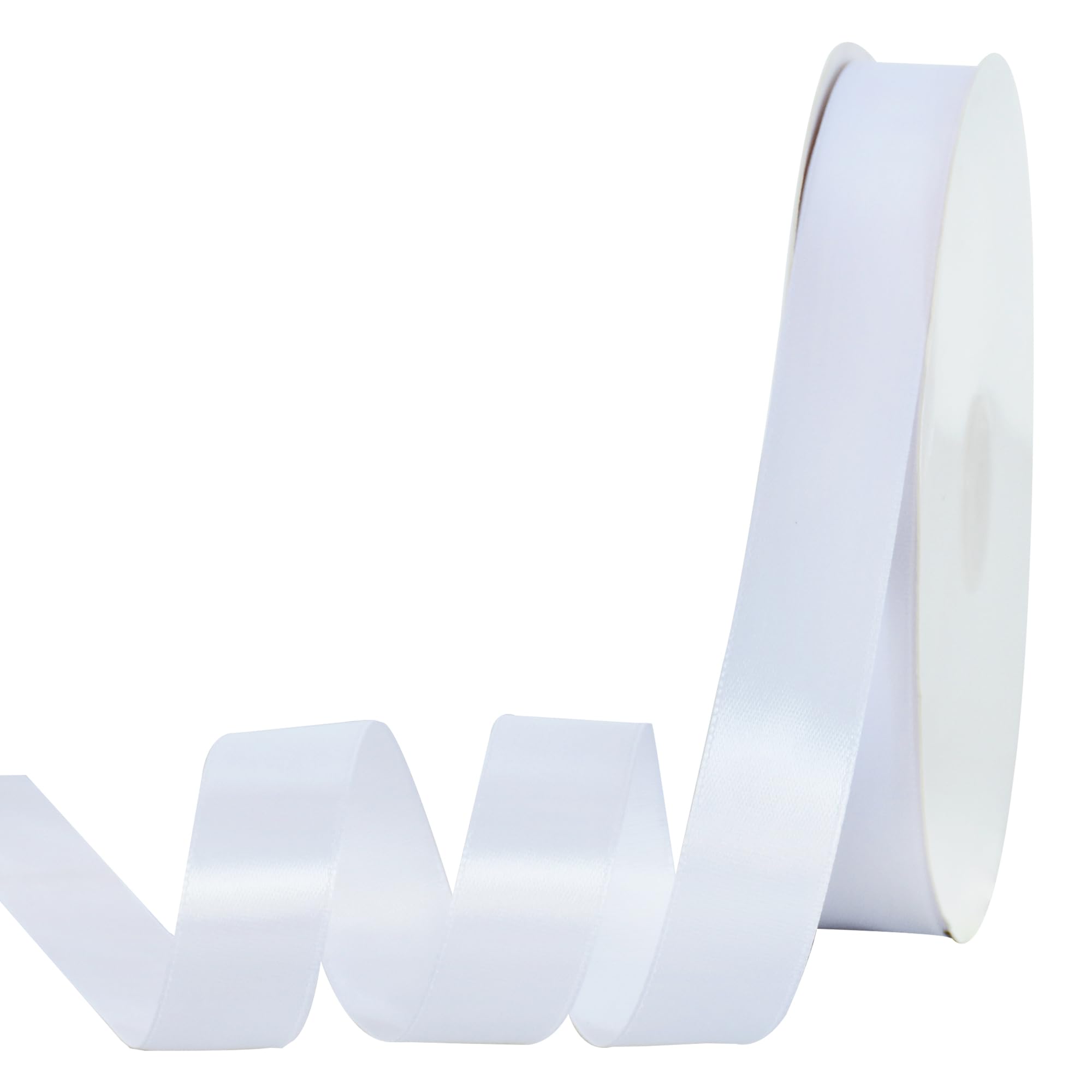TONIFUL 7/8 Inch x 100yds White Satin Ribbon Thin Solid Frabic Ribbons for Gift Wrapping, DIY Crafts Bows, Invitations, Floral Bouquets, Christmas Wedding Party Valentine's Decor