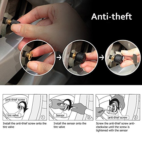 Vesafe Universal Solar TPMS, Wireless Tire Pressure Monitoring System with 4 DIY External Cap