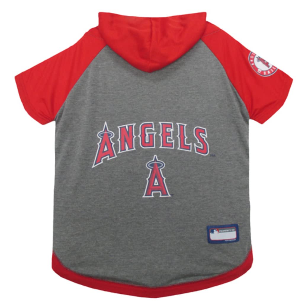 MLB Hoodie Shirt for Dogs & Cats - Los Angeles Angels Dog Hooded T-Shirt, Medium. - MLB Team Color Hoody Vest for Baseball Fans — image 1