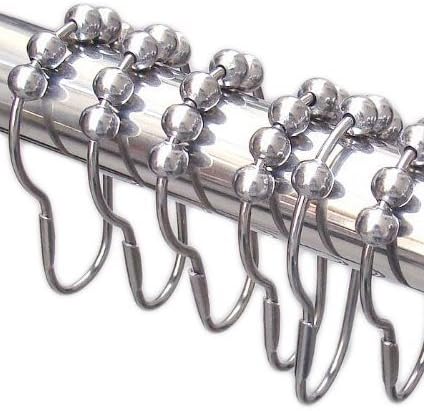 Bcurb Bathroom Shower Curtain Liner (12 Hooks) Hook Ring Hangers Heavy Duty Steel Rustproof Anti-Rust Coating Polished Decorative Hooks Rings for Bath Bathtub Rod. (Steel)