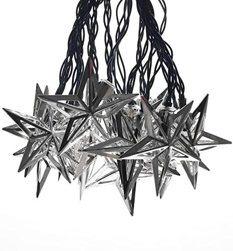 Set of 15 Moroccan Solar String Lanterns LED Fairy Lights pentagram Warm White for Outdoor Garden Chrismas Party Wedding Decoration