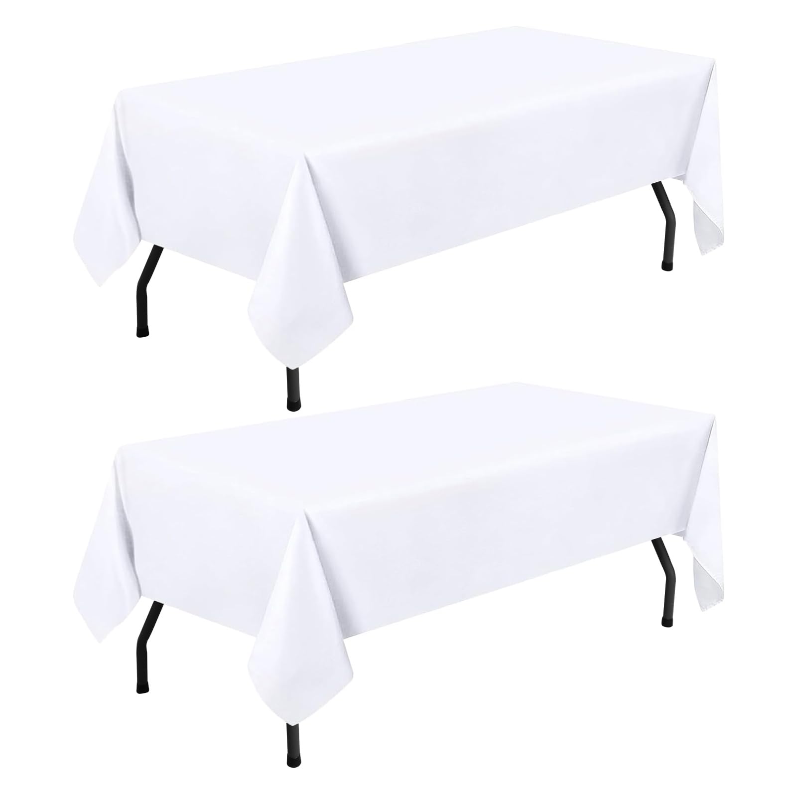 smiry Table Cloth Rectangular 140 x 300 cm Pack of 2 - Washable Fabric Dining Tablecloth, Dust-Proof Polyester Table Cover for Party Garden Kitchen Outdoor, White