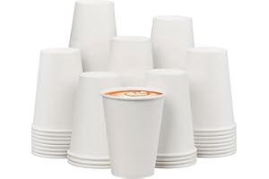 ECOEXTRA Coffee Cups 12 oz 300 Pack, 12 oz Paper Cups, Hot Beverage Drinking Cups, White Paper Hot Disposable Coffee Cups, Suitable for Party, Picnic, Travel, and Events
