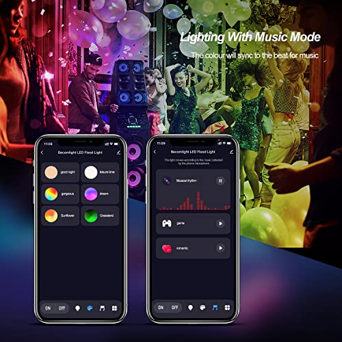 HELVAK Flood Lights Outdoor,100W RGBCW Smart Home Lighting, Outdoor Spot Lights Yard Landscape Lighting with APP Control+2.4G Remote Control, for Garden Stage Lighting,Party