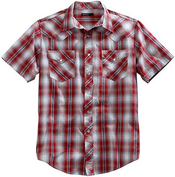 Tin Haul Apparel Short Sleeve Button Down Shirt Red Barn Ombre