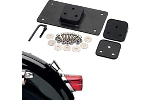 Bid4ze Black 3 Holes Laydown License Plate Mounting Bracket Kit Holder for Harley Big Twins Softail Dyna Sportster XL 1973 & Up