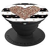 White Black Stripes Golden Heart Expanding Phone Pop Socket