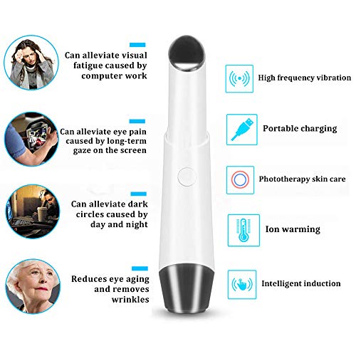 SEED Eye Massager, Heated Sonic Vibration Eye Massager, Rechargeable 42℃ Facial Massager Roller Wand Pen For Anti-aging Wrinkle,Relieving Dark Circles,Fatigue and Puffiness