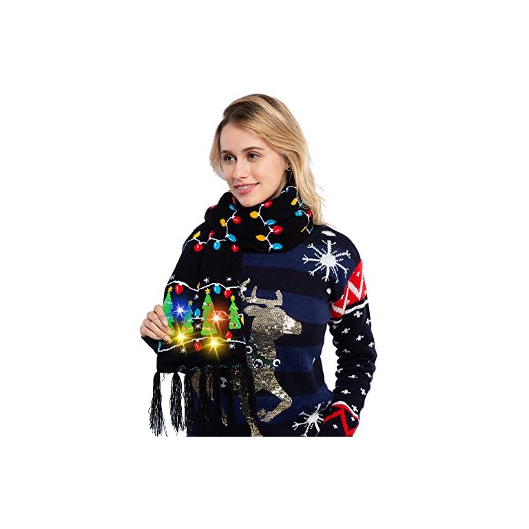 Christmas LED Litup Light Up knitted Scarf Xmas Holiday Accessories