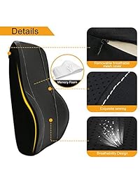 Love Home juego de almohadas de espuma viscoelástica premium para soporte lumbar y de cuello con cobertores de poliuretano de lujo para el auto, Negro