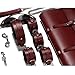 9 Piece Leather Bondage Restraints Set Kit for Bed and Under Bed Sex Play SM Bondage Toy Gear with Storage Bag Wrist Cuffs Collar Spanking Strap On Harness for Women Couples Lesbian Female,Redthumb 2