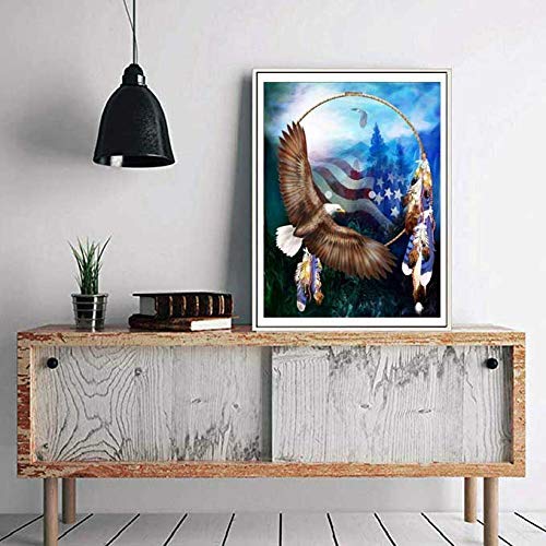 DIY 5D Diamond Painting by Number Kit, Full Drill Dusk Eagles Animal Embroidery Cross Stitch Rhinestone Pictures Arts Craft Home Wall Decor 12 x16inch