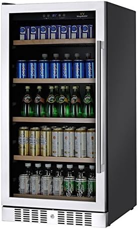 KingsBottle KBU-270B (LHH) 334 Cans Beverage Refrigerator with Glass Door, Stainless Steel