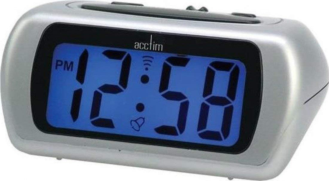 Acctim Auric Digital LCD Display Alarm Clock with Snooze Silver