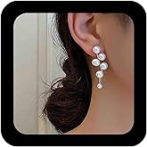 Iaceble Boho Grape Pearl Earrings Pearl Tassel Stud Earrings Pearl Cluster Earrings Gold Pearl Earrings Jewelry for Women